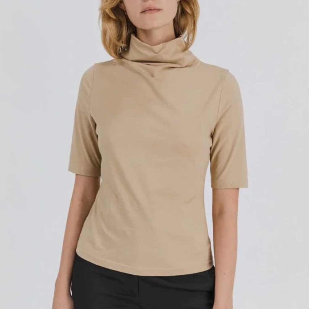 Cowl Mock Top Tan